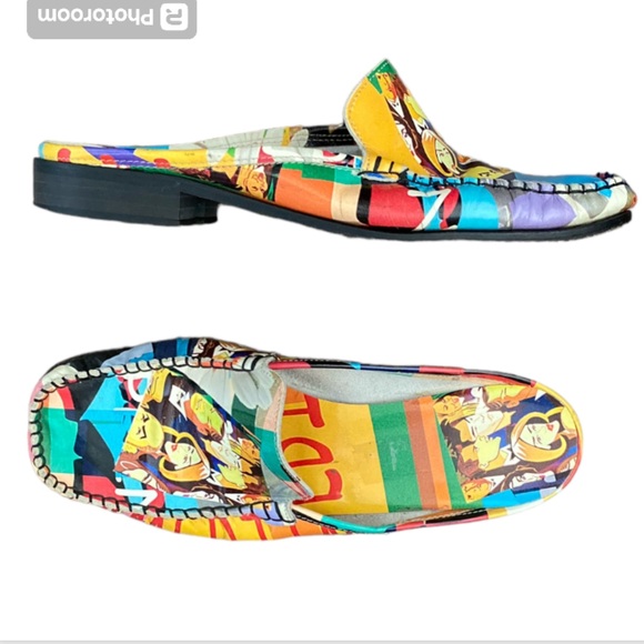 Sesto Meucci Italian Made Art Graphic Mule Sandals Size 7.5 M - Picture 1 of 16